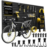 AQOVOR Slat Wall Paneling 4x8 FT, PVC Slat Wall Panels Heavy-Duty Garage Organization System with Hooks & Accessories, Slatwall Pegboard Suitable for Home、Garage、Shop Display & Organization (Black) AQOVOR