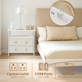 Edbuosy 27 inch Wide Nightstand with Charging Station, Bedside Table with Open Shelf, 2 Drawers Small Wood Dresser, End Side Table for Bedroom (White) Edbuosy