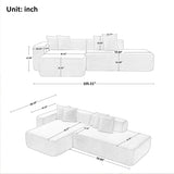 BAMOOLI 105'' Modular Sectional Couch, Modern L-Shape Sectional Sofa with Chaise Lounge, Comfy Lambswool Fabric Corner Sofa Couch, Upholstered 4 Seater Couch for Living Room, Bedroom, Apartment, Beige BAMOOLI