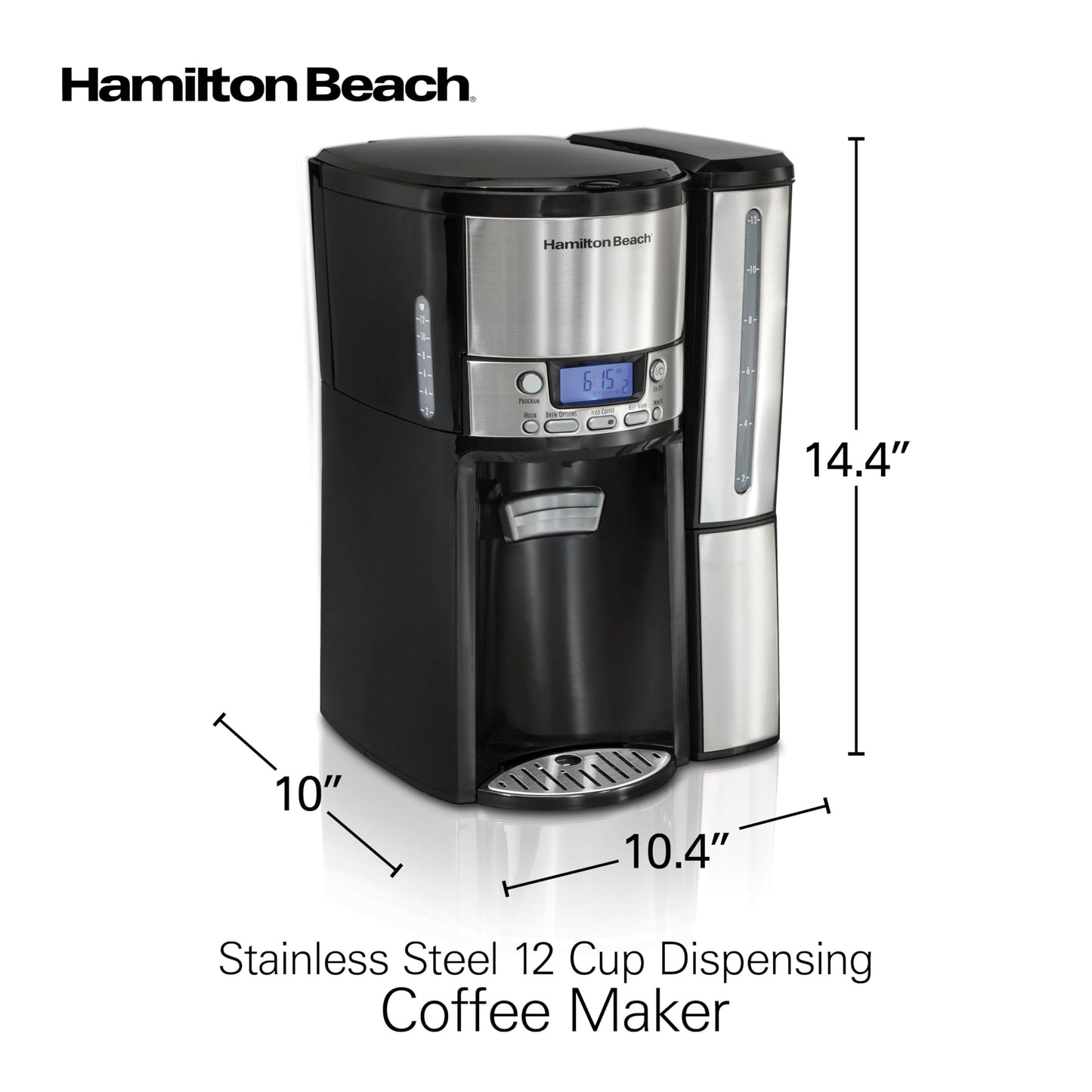 Hamilton Beach (47950) Coffee Maker with 12 Cup Capacity & Internal Storage Coffee Pot, Brewstation, Black/Stainless Steel