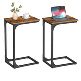 VASAGLE C-Shaped End Table Set of 2, Small Side Table for Couch, Sofa Table with Metal Frame for Living Room, Bedroom, Bedside, Rustic Brown and Black VASAGLE