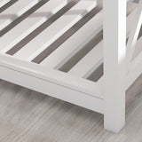 UYIHOME Farmhouse Coffee Table for Living Room, 2-Tier Rectangular Wooden Centre Cocktail Table with Slats Shelf Storage and V-Shaped Frame, Oak Grey UYIHOME