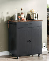 CHOEZON Kitchen Island Cart with Storage, Kitchen Island Table with Charging Station, Rolling Island Cart for Kitchen, 3 AC Outlets, Expandable Tabletop, Black and Rustic Brown MZD01UBFN1 CHOEZON