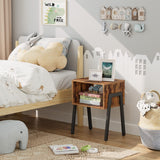 HOOBRO Nightstands Set of 2, Stackable End Table, Side Table, Bedside Tables with Open Storage Shelf, for Bedroom, Living Room, Rustic Brown BF38BZP201 HOOBRO