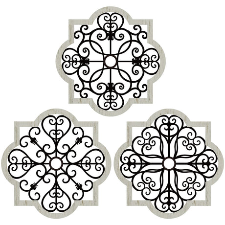 Yulejo 3 Pack Modern Farmhouse Wall Decor Wood Rustic Wall Art Bedroom Decor Geometric Decor Wall Art Farmhouse Hanging Decoration for Living Room Patio Home Indoor Outdoor Office, 12 x 12 Inch Yulejo