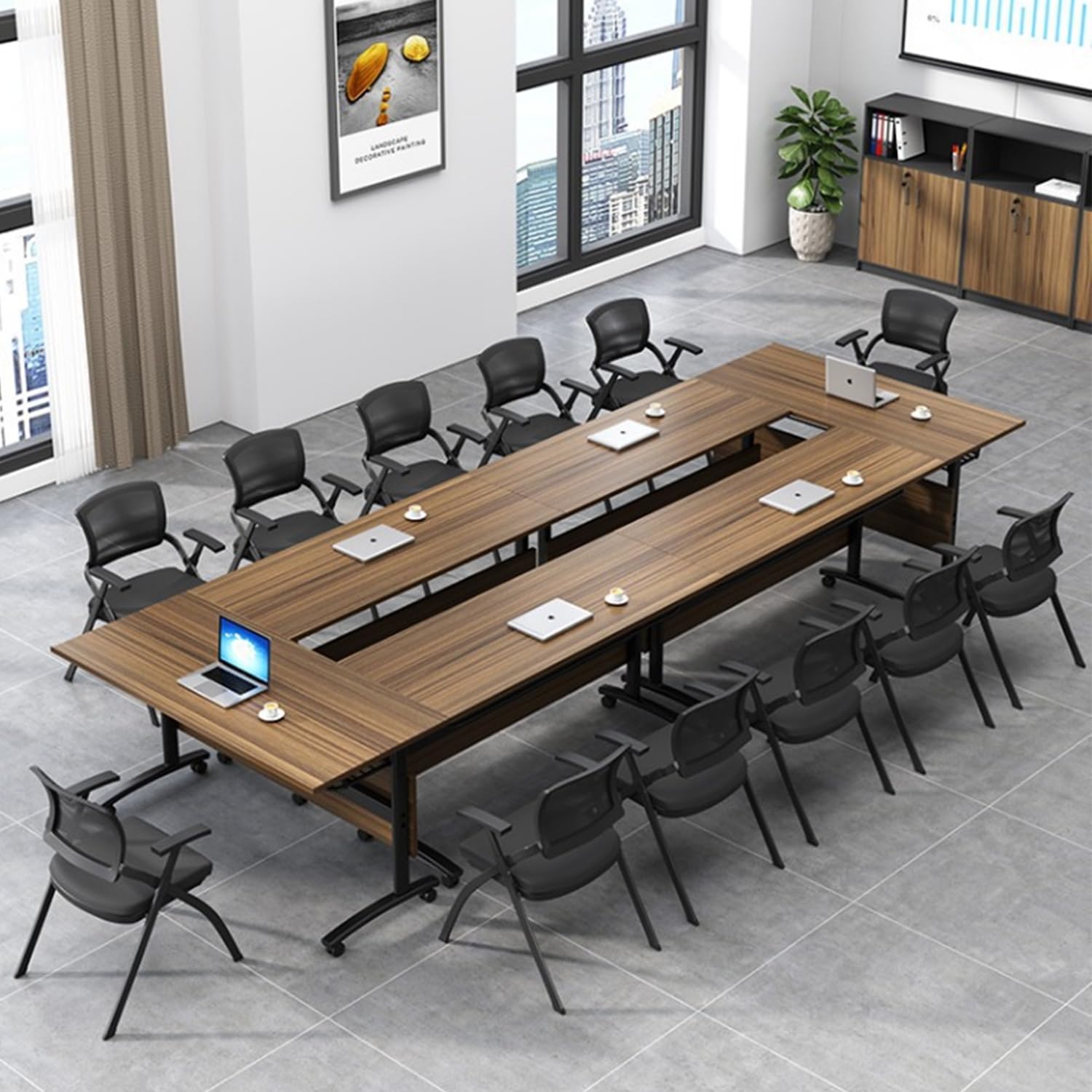 Folding Conference Table,Modern Mobile Meeting Table with Silent Wheels,Large Conference Room Tables,Flip Top Mobile Training Table for Office,Meeting Room,Classroom (8pack 70.8 * 21.6 * 29.5 - WoodArtSupply