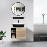 YOURLITE 24" Floating Bathroom Vanity with Sink, Wall-Mounted Bathroom Vanity and Sink Combo with Mirror and Faucet & Pop Up Drain Set,Brown Bowl Glass Sink YOURLITE