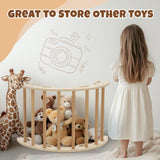 COSYLAND Kids Climber Arch Rocker with Cushion,Wooden Indoor Pikler Climbing Toys for Toddler with 4 Handrails On Each Side,Paintless Indoor Playground Arch Climbing Ladder (Natural) COSYLAND