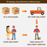 RedLemon 3-Sided Glass Fireplace TV Stand for TVs up to 65'', 52'' Electric Fireplace with Mantel, 36'' Tall Highboy Farmhouse Entertainment Center with Storage for Living Room, Antique Brush White RedLemon