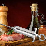 Grill Beast - 304 Stainless Steel Meat Injector Kit with 2-oz Large Capacity Barrel and 3 Professional Marinade Needles Grill Beast