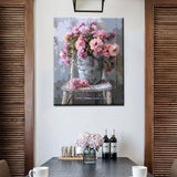 DIY Paint by Numbers Pink Flowers - Vintage Style Adults' Painting Kit on Canvas Tucocoo