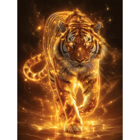 Ohhvvow Glowing Tiger Diamond Painting Kits for Adults, 12x16 Inch 5D DIY Full Round Drill Diamond Art Dots for Home Wall Decor, Gift for DIY Craft Lovers & Beginners Ohhvvow