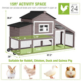 GUTINNEEN Chicken Coop Mobile Chicken House On Wheel Outdoor Rabbit Hutch for 2-4 Chickens 67"(Blown) GUTINNEEN