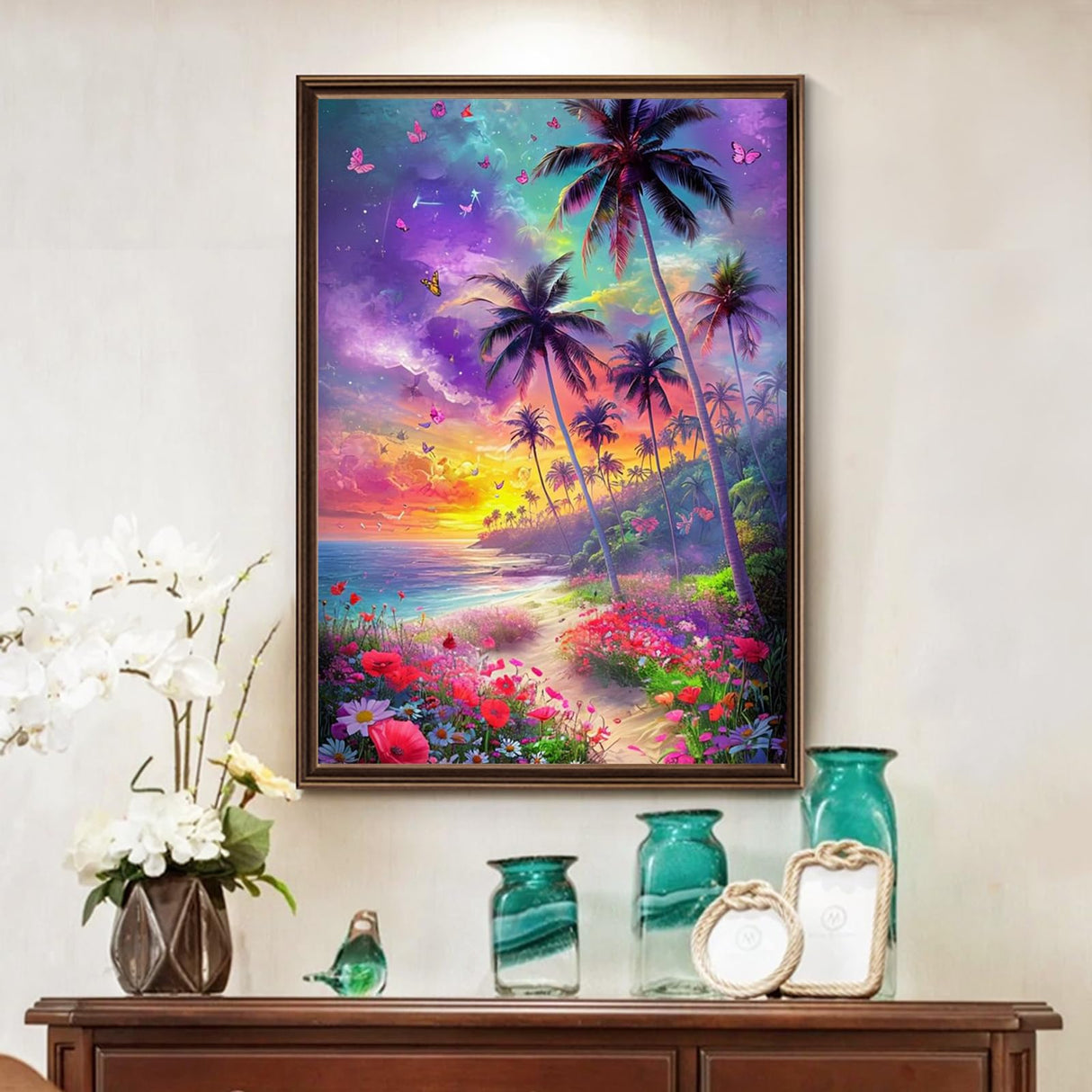 Diamond Art Kits for Adults - Beach Full Round Drill Diamond Painting Kit with Tools - 5D DIY Embroidery Craft Kits for Home Decor Gift- 12”x16” Amphol