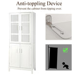 MISHAO 71" Kitchen Pantry Storage Cabinet, Tall Storage Cabinet with Rattan Doors & Adjustable Shelves, Freestanding Cupboard Wood Pantry for Kitchen, Living Room, Dining Room Hallway, White MISHAO