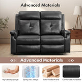 RIHEREFY PU Leather Reclining Loveseat with Heat and Massage, Double Loveseat Recliner with Side Pocket, Loveseat Recliner Sofa for Living Room, Home Theater, RV RIHEREFY