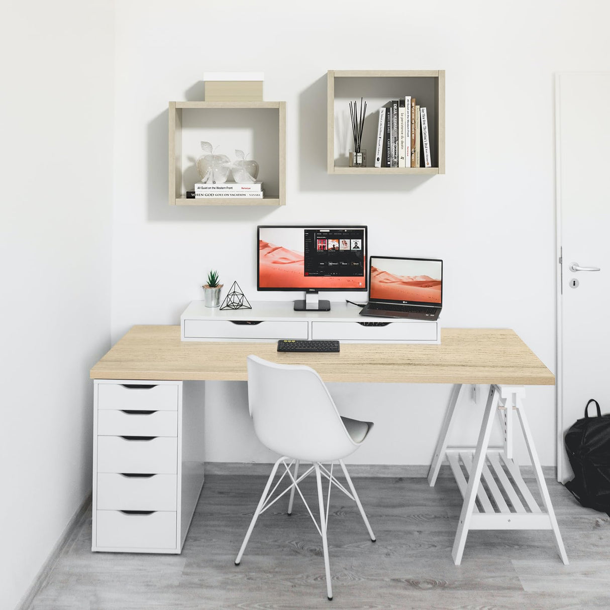 Kaboon 60x24 inches Oak Tabletop, Solid One-Piece Wood Desktop for Sit Stand Desk, Double Desks, L Desk DIY, Rectangular Wood Countertop, Home or Kaboon