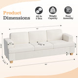 Apicizon 89'' 3-Seat Sofa Couch with Loveseat, 2 Piece Comfy Sofa Sets for Living Room, Modern Lounge Sofa Sleeper Couch for Apartment with Deep Seat, Living Room Set White Corduroy Apicizon