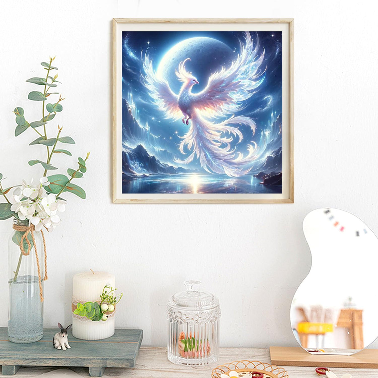 AIBOERL Phoenix Diamond Art Kits for Adults,Animals 5D Diamond Painting Kits for Adults Beginners,DIY Full Round Drill Diamond Dot Painting Gem Art Kits for Adult,Home Wall Decor 14x14Inch AIBOERL