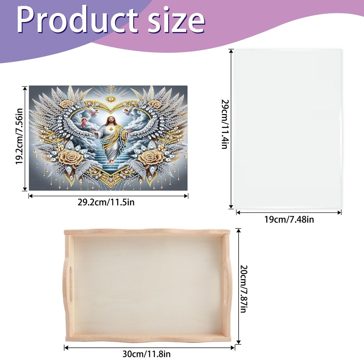 JISHSHAY Diamond Art Serving Tray Diamond Painting Food Tray Gem Art Serving Platter Gem Painting Mosaic Kits for Adults DIY Kits for Adults Table Decor, with Handle 20×30cm/7.87×11.81in, Jesus JISHSHAY