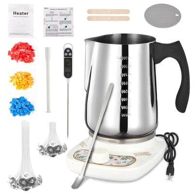 Anpro Candle Making Supplies, Candle Making Kit w/Wax Melter, DIY Gift for Kids, Beginners, Including 70w Electronic Stove, 900ml Candle Make Pot,Candle Wicks,Wicks Holder,Thermometers(White)