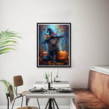 Bimkole 5D Diamond Art Kits for Adults Halloween Cat, Full Drill DIY Rhinestone Embroidery Set Paint with Diamonds Art Pumpkin by Number Kits Cross Stitch Home Wall Craft Decoration 12x16 Inch Bimkole