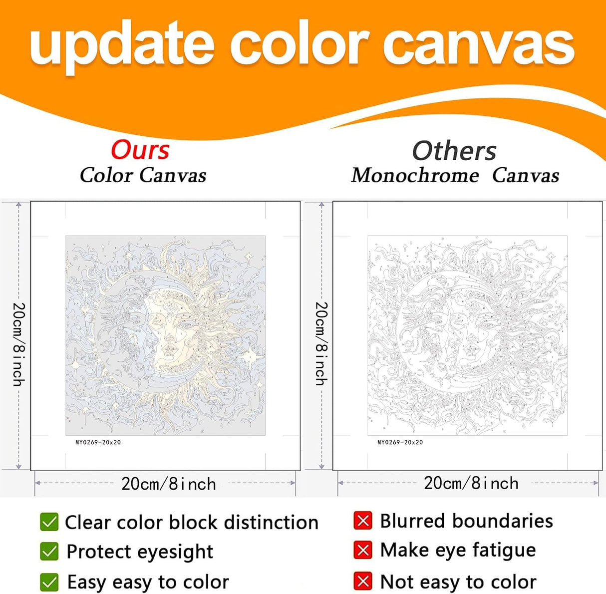 Framed Paint by Numbers Kit for Adults Beginners & Kids Ages 8-12, Sun and Moon Acrylic Easy Paint by Number with Frame, Watercolor Painting by Number Kits on Canvas Framed (8 * 8 Inch, without Easel) Axquilon