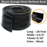 Garage Door Bottom Weather Seal T-Ends 20' Long, Black Strip with T-Ends size 5/16 to 1/4" | Garage Rubber Seal Replacement T-Style Match Amarr/Clopay (2.75"-3" Width Flat) HOOIMA