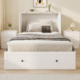 LIVAUVEAD Twin Murphy Bed with Built-in Charging Station, Space-Saving Murphy Bed Chest Twin with Drawer, Foldable, for Home Office Guest Room Bedroom White LIVAUVEAD