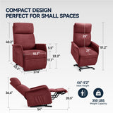 OKUP Power Lift Recliner Chair with Massage and Heat for Elderly, Electric Recliner Chairs for Adults with Side Pocket Remote Control, Infinite Position, Fabric (Burgundy) OKUP