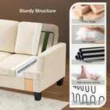 VINGLI Beige 83" Sofa Couches for Living Room, Corduroy Modern Comfy 3 Seater Couch 25.6" Deep Seat Upholstery Cozy Sofas for Small Space, Bedroom, Apartment, Home Office VINGLI