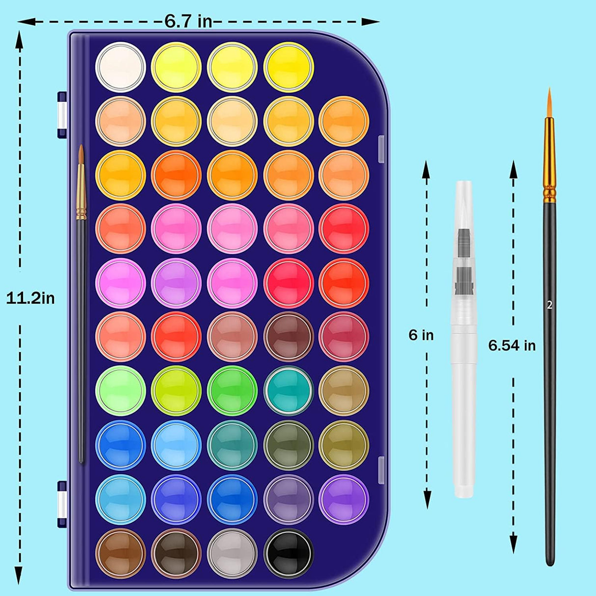 Paint Set, 48 Colors Non-toxic Watercolor Paint with a Brush Refillable a Water Brush Pen and Palette, Washable Water Color Paints Sets for Kids, Adults，and Artists RVOGJP