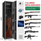 TOLEBLID [2025 New] 7-8 Fireproof Biometric Gun Safes for Home Rifle and Pistols, Heavy Duty Anti-Theft Long Gun Safes for Rifles and Shotguns with 3 Handgun Pocket, Removable Shelf, Silent Mode TOLEBLID