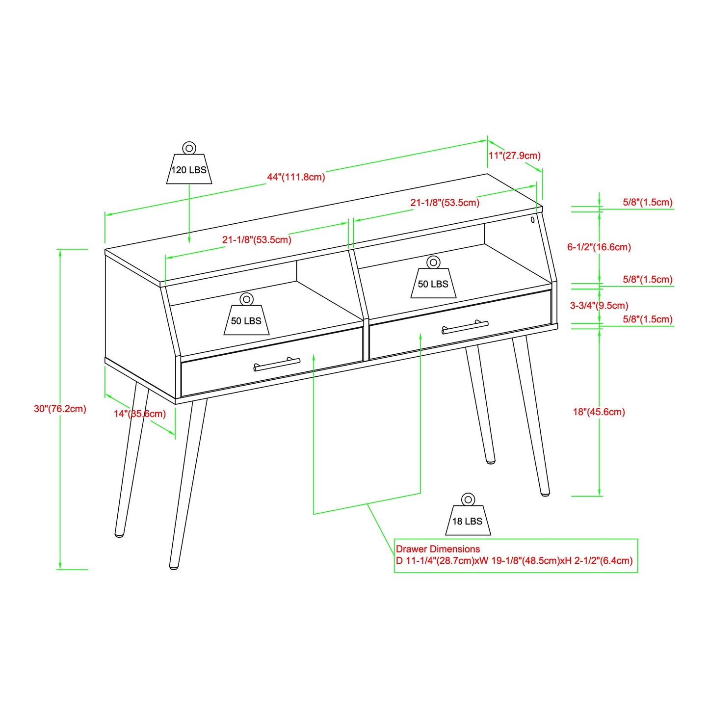 Walker Edison Perdita Minimalist Glass-Shelf Entry Table, 44 Inch, Dark Walnut - WoodArtSupply