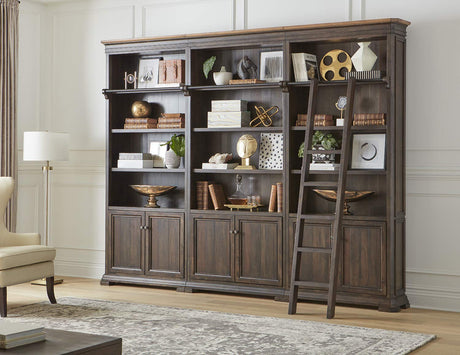 Martin Furniture Bookcase Wall with Wood Ladder, Brown, IMSA4094-KIT Martin Furniture