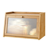 kiplant Bread Box for Kitchen Counter, Large Bamboo Bread Storage Container with Wavy Arcylic Transparent Door, Bamboo Wooden Farmhouse Bread Box for Your House (Natural) kiplant