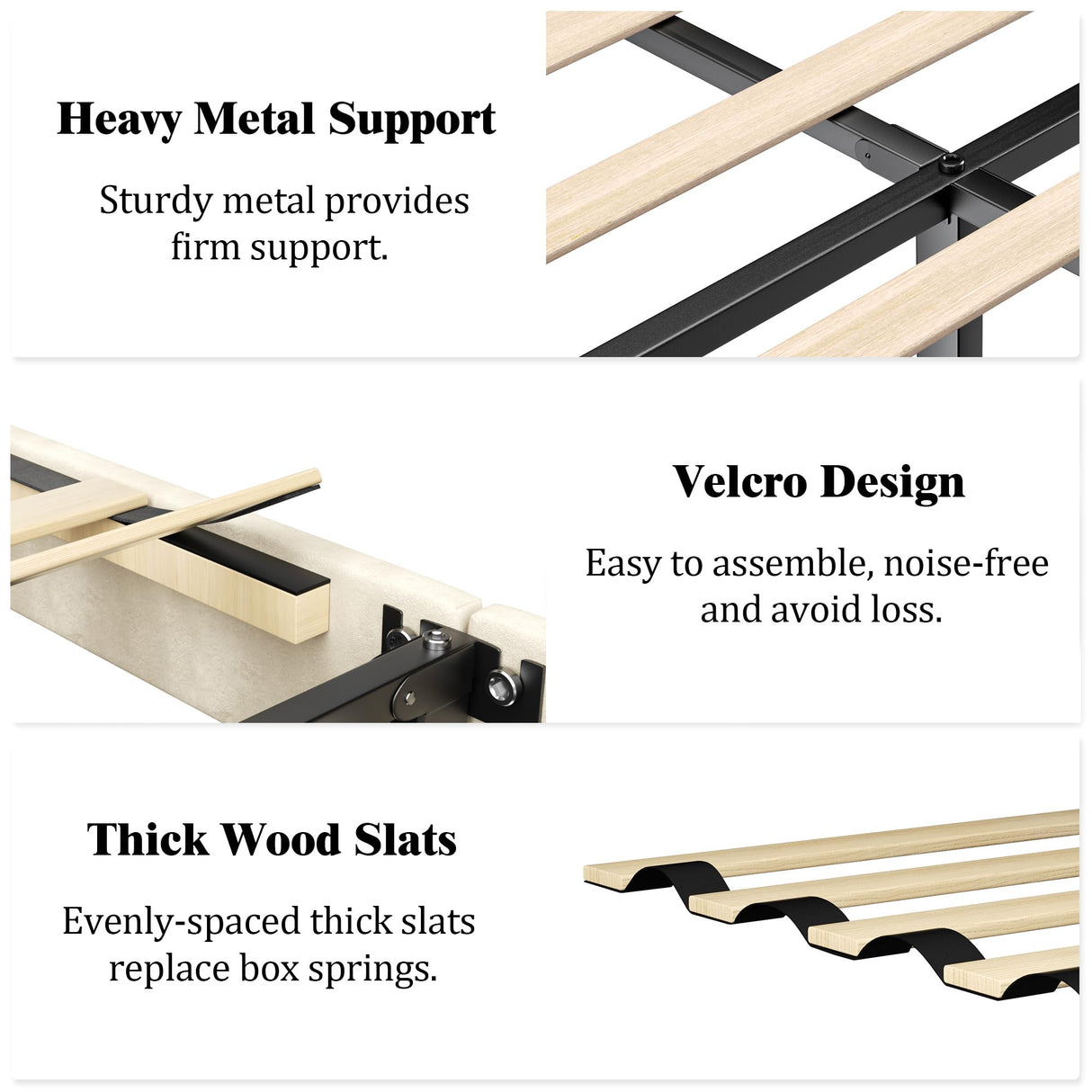 HAOARA Full Size Platform Bed Frame with Upholstered Button Tufted Headboard, Mattress Foundation with Wooden Slat Support, Noise Free, No Box Spring Needed, Easy Assembly, Beige Velvet HAOARA