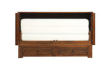 Mega Solutions Emurphybed Paradiseo Murphy Cabinet Chest Bed with Charging Station 6 Inch, Queen (Tobacco) Mega Solutions