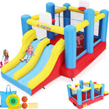 Big Bounce House for Kids 8-12 Girls/Boys Gifts, 15ft Ball Game Inflatables Bouncy House with Double Slide 3-12 Bouncy Castle with Blower, Jump House with Slide, Double Basketball Hoop AKEYDIY