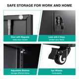 SISESOL Metal Storage Cabinet with Wheels,Rolling Garage Storage Cabinet with Lock,Black Metal Cabinet with Wheels and Shelves,Tool Cabinet,Tall Storage Cabinet on Wheels for Garage,Home,Office,Shop SISESOL