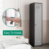 Kooyon Metal Lockers for Employees,71" Steel Storage Cabinet with 1 Door Lockable for Home,Gym,School,Office,Garage/Black Gray-Assembly Required Kooyon
