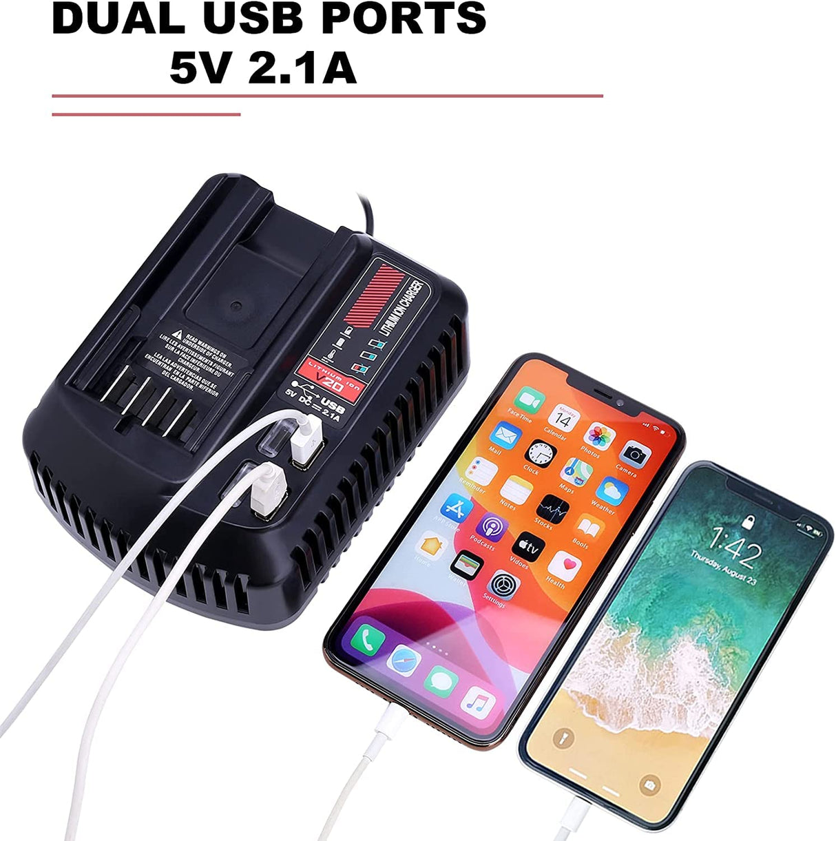 Qbmel 20V Battery Charger Replacement for Craftsman V20 Lithium Ion 20Volts Battery CMCB104 CMCB202 CMCB201 CMCB209 CMCB205 CMCB100 CMCB102 CMCB101 with USB Port(Only for 20V,not for 19.2V) Qbmel