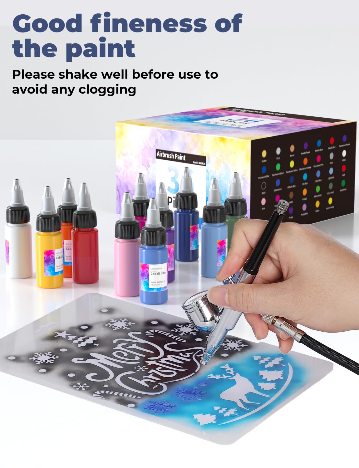 Oasser Airbrush Paint 33 Colors with 3 Thinner, Water-Based Acrylic Air Brush Paint Set, Ready to Spray for Beginners, Hobbyist and Artists, 20 ml/Bottle Oasser