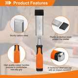 KINGBRO 6 Pcs Wood Chisel Sets, Wood Chisels for Carbon Steel Woodworking with Steel Hammer End, Durable PP+TPR High Impact Handle Wood Chisel, 6/12/19/25/32/38mm KINGBRO