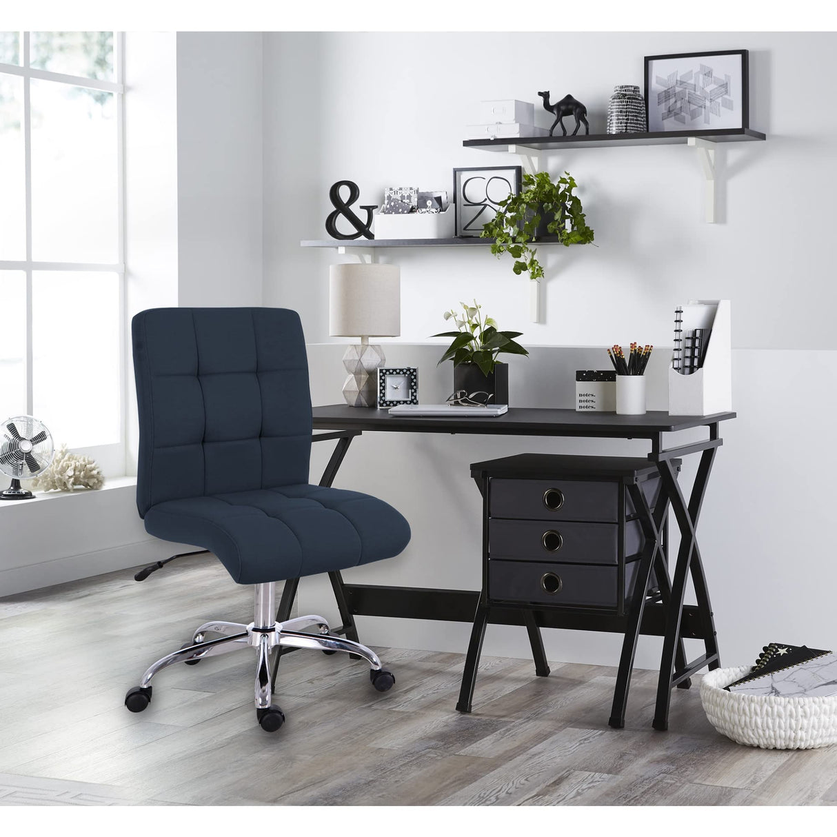 Realspace® X-Cross 48"W Computer Desk With File Cabinet, Black Realspace