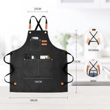 OUNLEN Chef Apron for Men Women Canvas Aprons with 3 Pockets Cross Back Resistant Work Apron for Cooking Grilling Baking BBQ Barber Kitchen (Black) OUNLEN