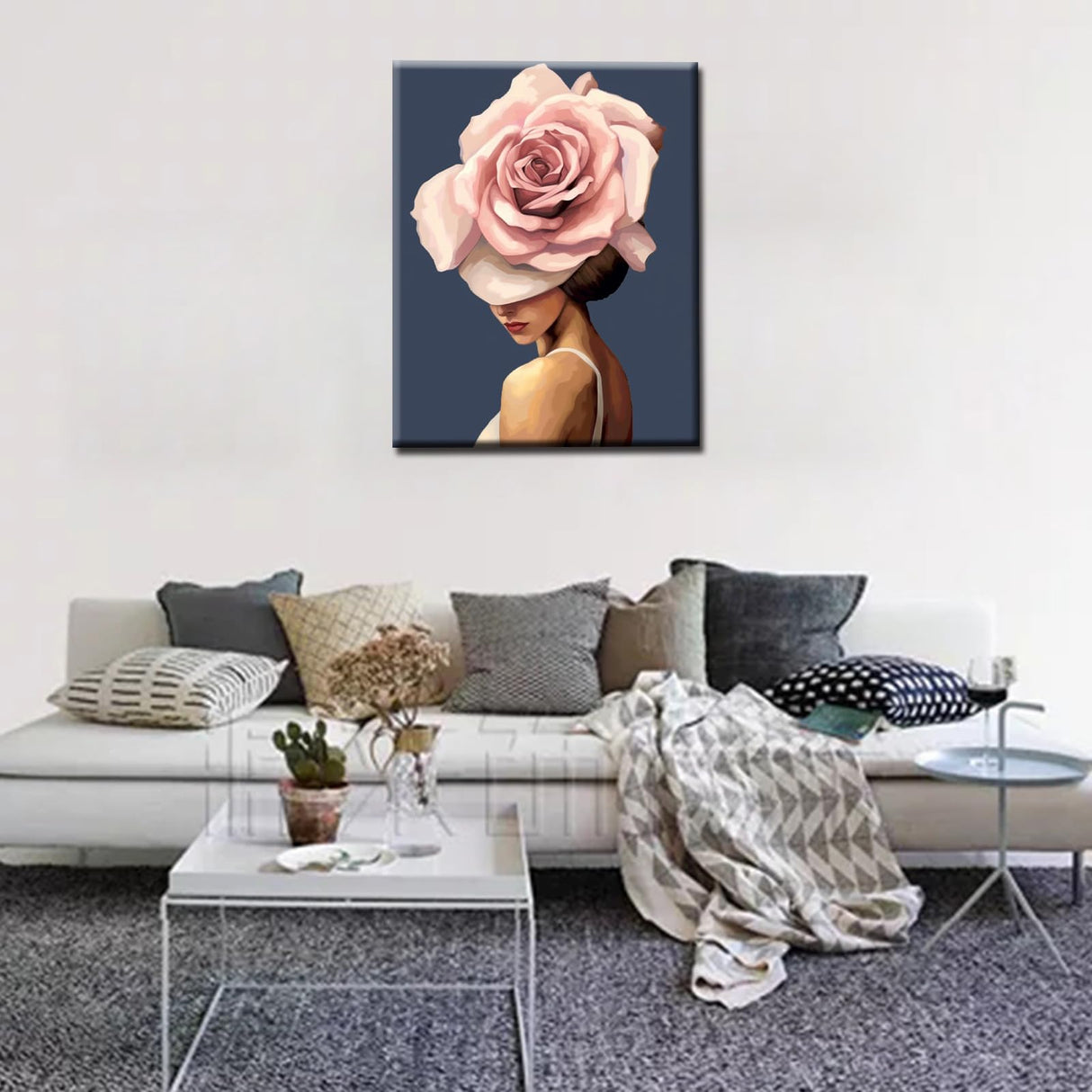Tucocoo Abstract Flowers Girls DIY Paint by Numbers Kits for Adults Large Rose Digital Oil Painting on Canvas Painting by Numbers for Beginners Wall Art Home Decoration Gift 16x20Inch No Frame Tucocoo