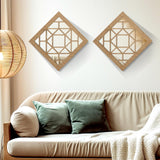 KOYILTD 2 PCS Square Wall Mirror, Rustic Farmhouse Decorative Mirrors, 12 inch Mirror Art for Bathroom, Bedroom, Living Room (Wenge, 12 x 12 in style1) KOYILTD