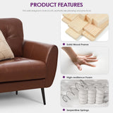 TYBOATLE Accent Chairs Set of 2, Comfy Modern Living Room Brown Leather Reading Accent Chairs Tufted Mid Century Arm Chair Small Salon Chair for Office Bedroom (2, Brown) TYBOATLE