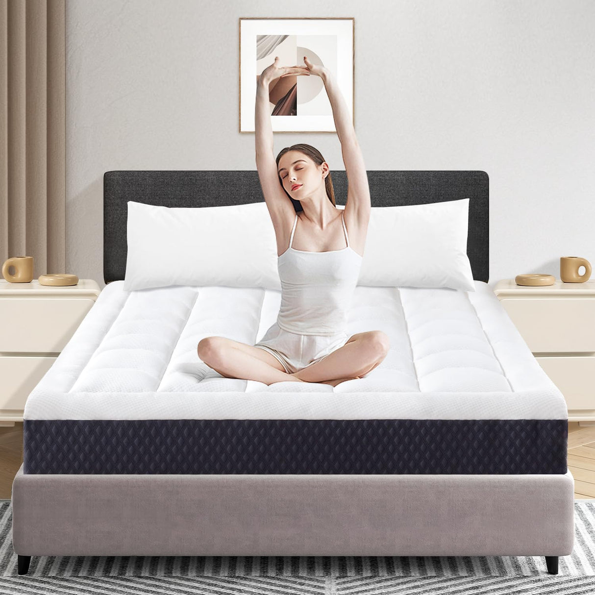 TERISTE 8 Inch Full Mattress Breathable Gel-Memory Foam Plus Pillowtop Mattress, Cool and Skin-Friendly, Fiberglass Free, Mattress in a Box, CertiPUR-US® Certified TERISTE